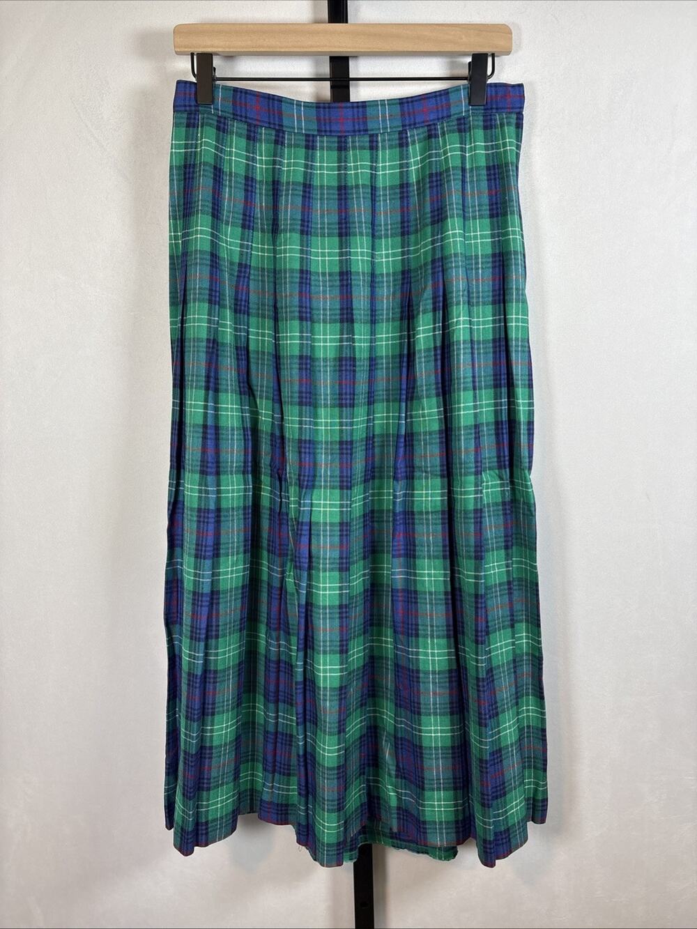 VTG Talbots Maxi Skirt Womens 10 Plaid Linen Blend Preppy Old Money Academia 90s